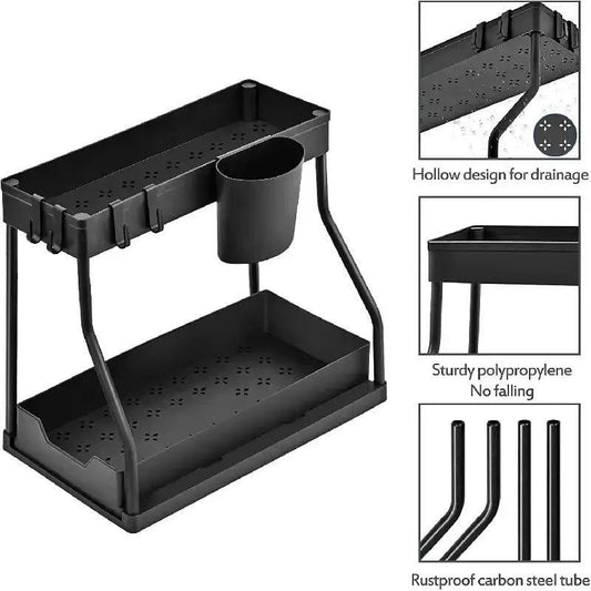 2 Tier L Shape Sliding Under Sink Organizer - Shopsmart9