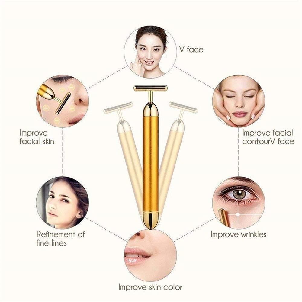 24K Gold Energy Beauty Bar Electric Facial Massage Roller - Shopsmart9