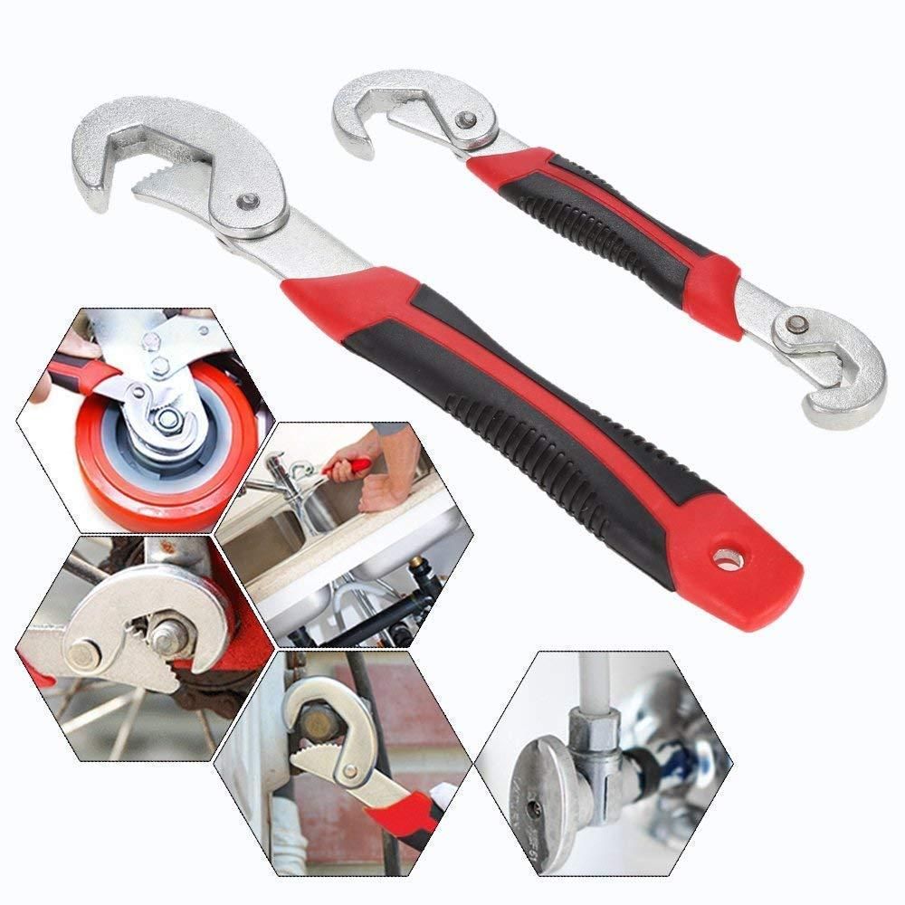 Stainless Steel Socket Adjustable Multi Function Wrench Spanner Set Tools (Pack of 2) - Shopsmart9