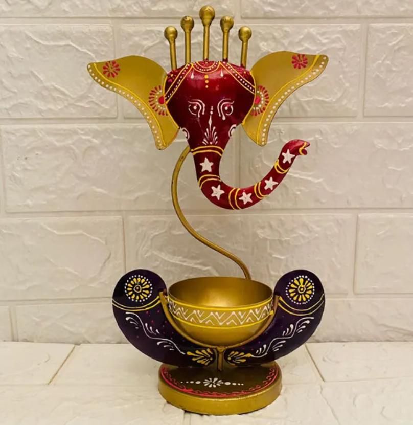 Intricately Crafted Spiritual Decor Ganesha with Tealight Candle Holder - Shopsmart9