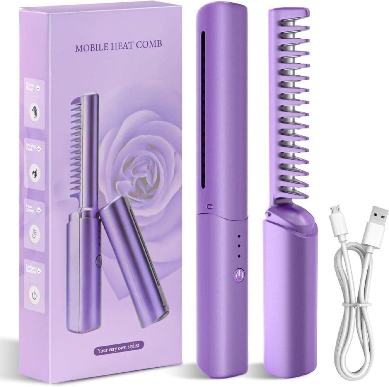 Meneflix Portable Mini Hair Straightener Cordless Rechargeable Mini Adjustable Hair Straightener Hot Comb - Shopsmart9