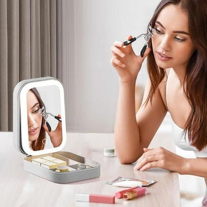 White Jewelry Box with LED Mirror - Shopsmart9