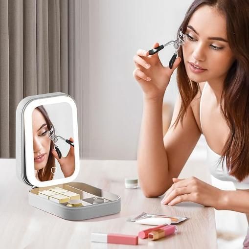 White Jewelry Box with LED Mirror - Shopsmart9