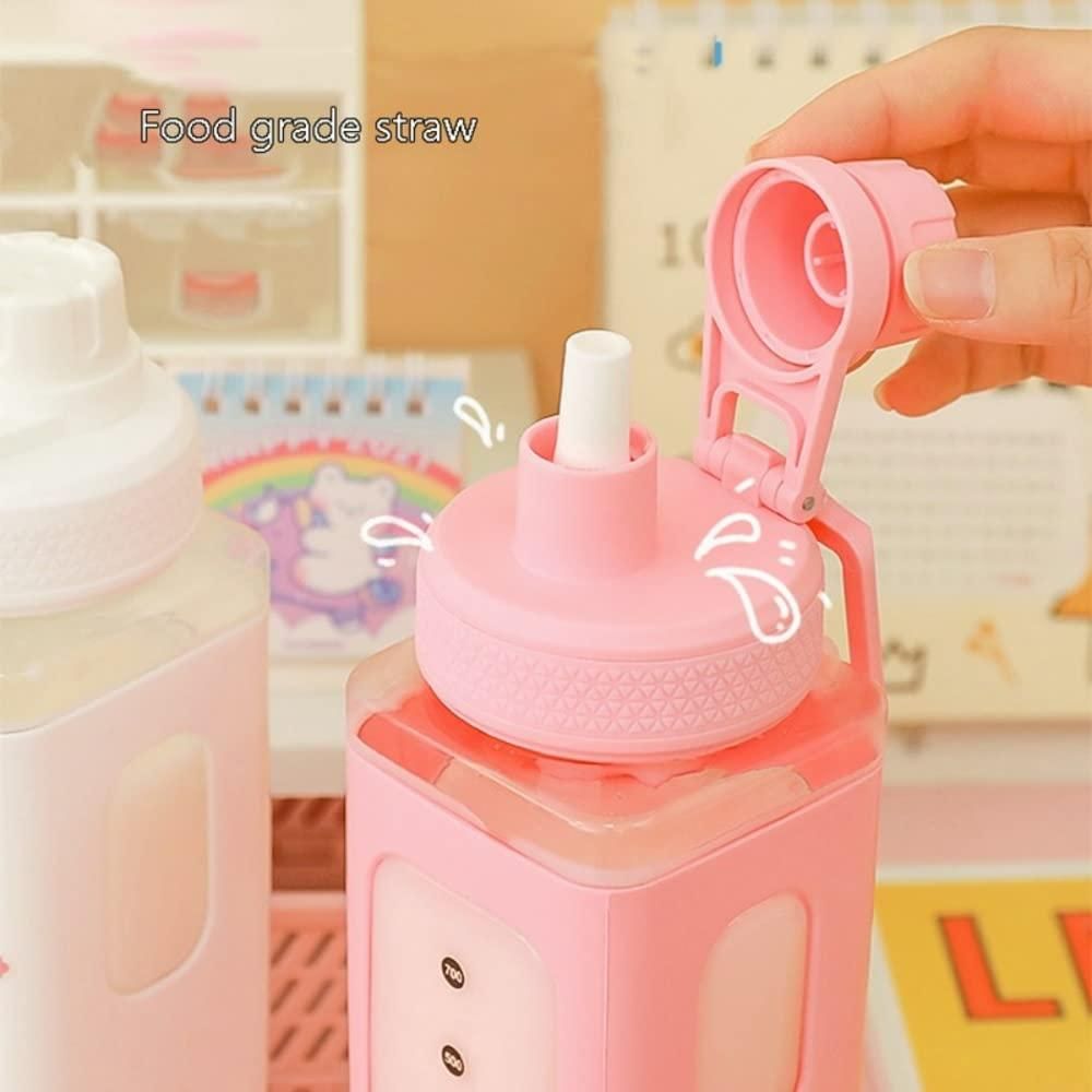 700ml Kawaii Water Bottle with Lid and Straw - Shopsmart9