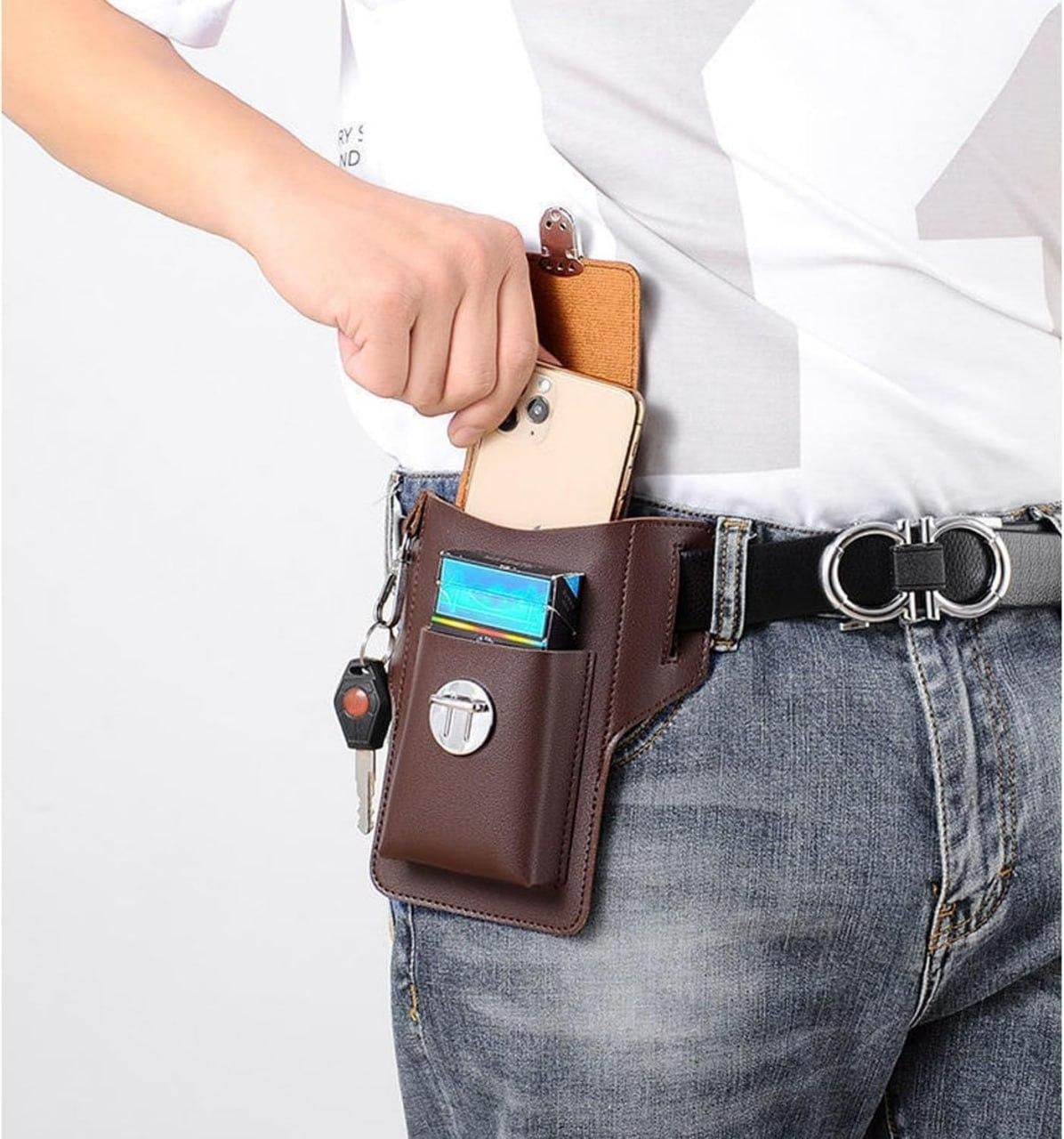 Multipurpose PU Leather Mobile Pouch with Belt Loop - Shopsmart9