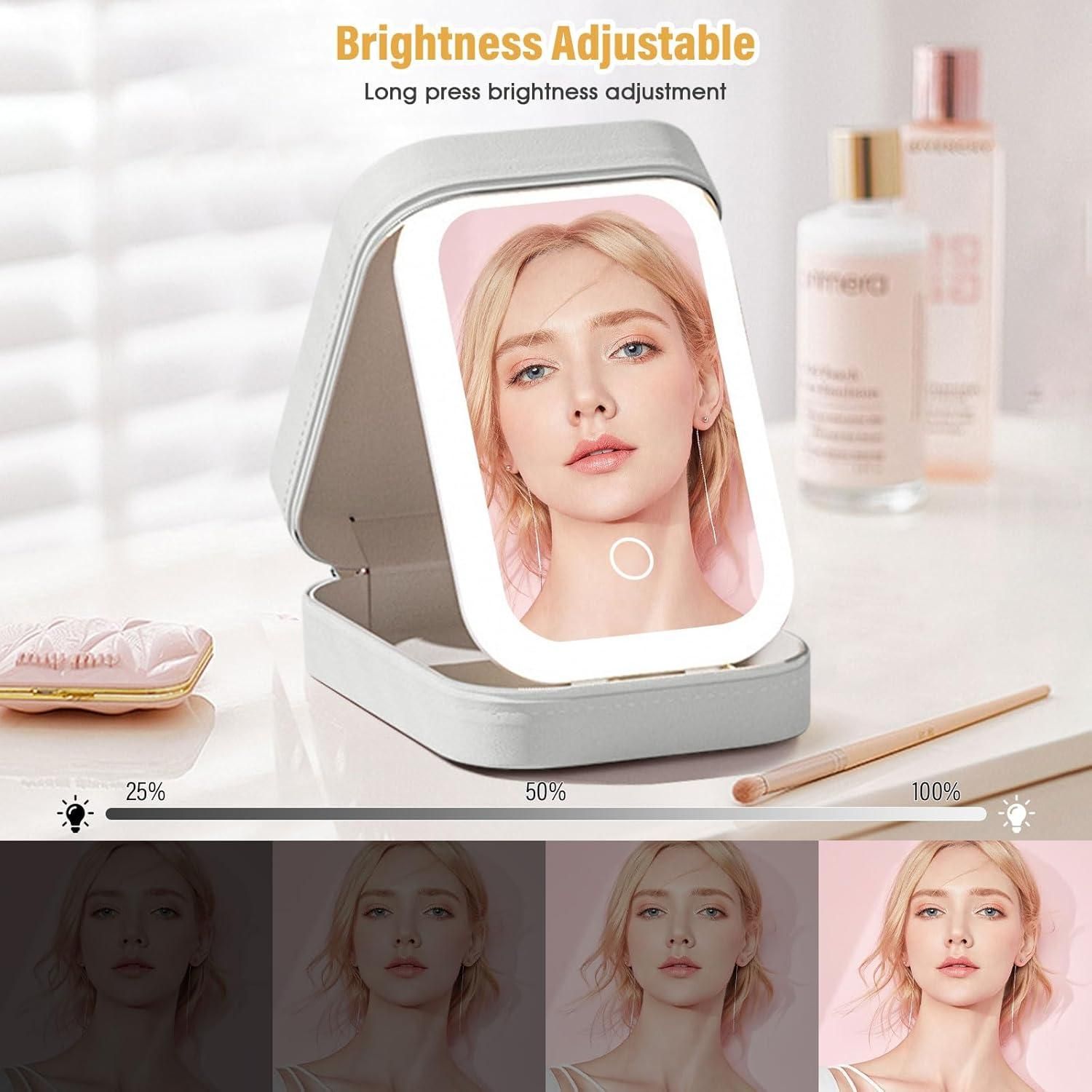White Jewelry Box with LED Mirror - Shopsmart9