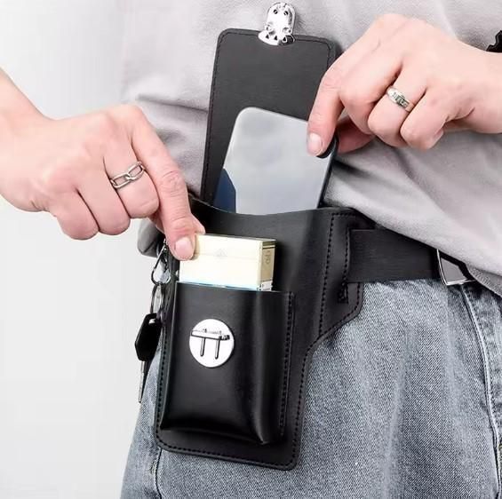 Multipurpose PU Leather Mobile Pouch with Belt Loop - Shopsmart9