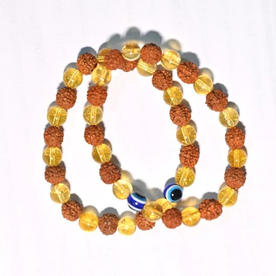 Rudraksha Citrine Crystal Bracelet (Pack of 2) - Shopsmart9