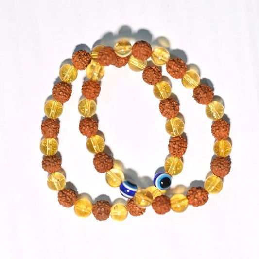 Rudraksha Citrine Crystal Bracelet (Pack of 2) - Shopsmart9