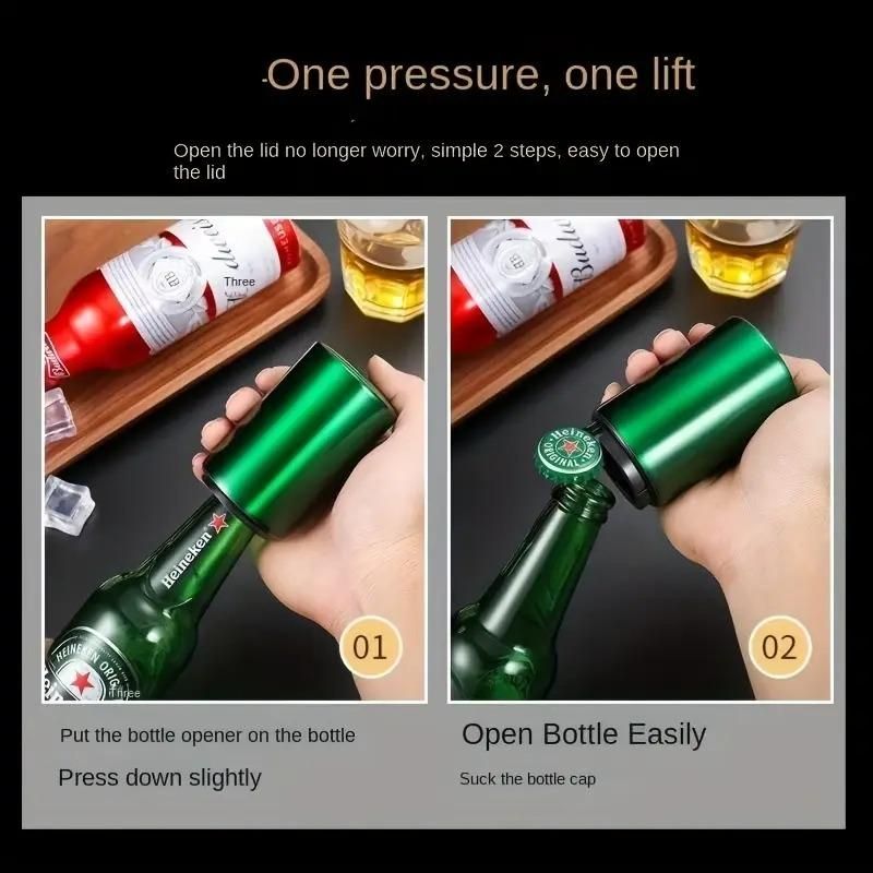 Stainless Steel Automatic Push & Pull Bottle Opener - Shopsmart9