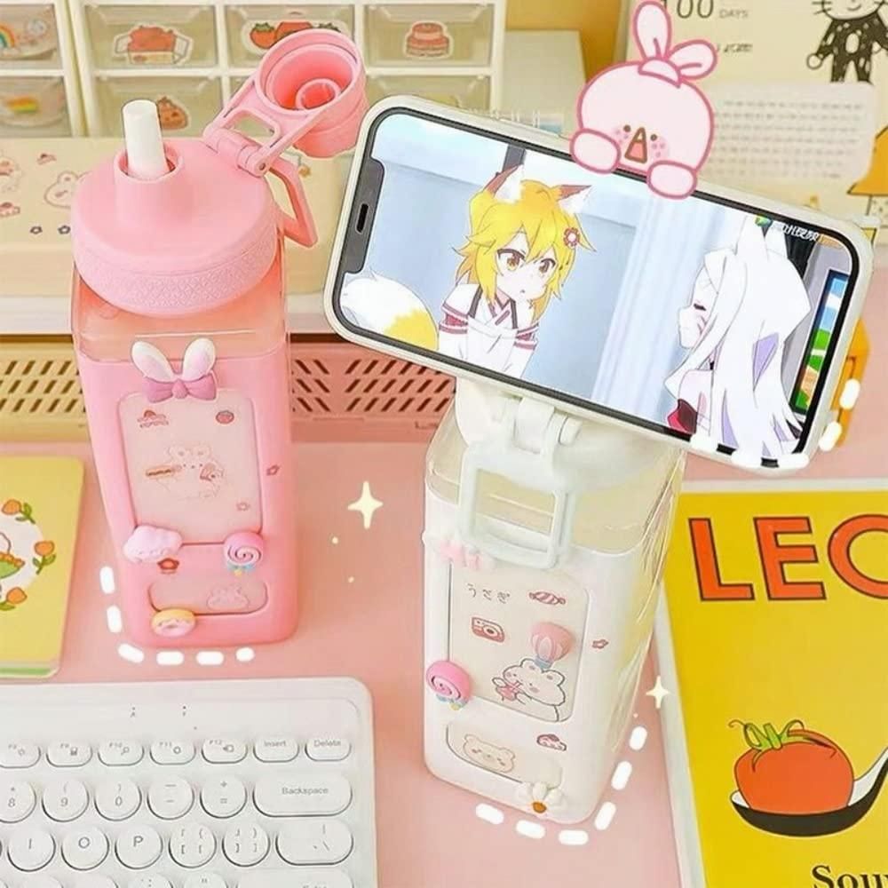 700ml Kawaii Water Bottle with Lid and Straw - Shopsmart9