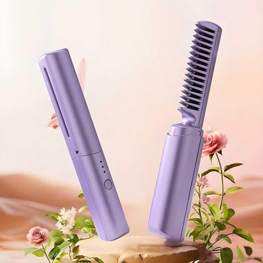 Meneflix Portable Mini Hair Straightener Cordless Rechargeable Mini Adjustable Hair Straightener Hot Comb - Shopsmart9