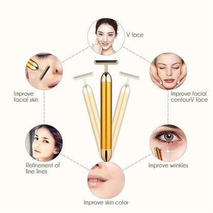 24K Gold Energy Beauty Bar Electric Facial Massage Roller - Shopsmart9