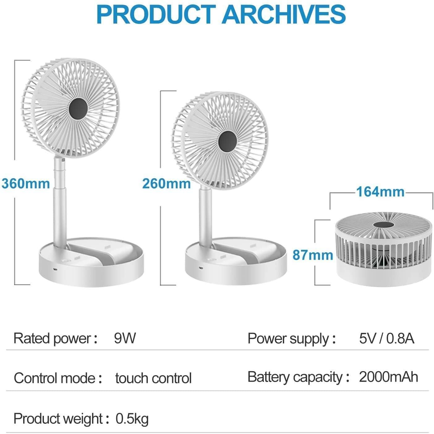 Powerful Rechargeable High Speed Table Desk Fan - Shopsmart9