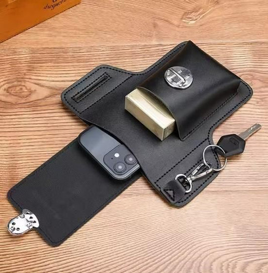 Multipurpose PU Leather Mobile Pouch with Belt Loop - Shopsmart9