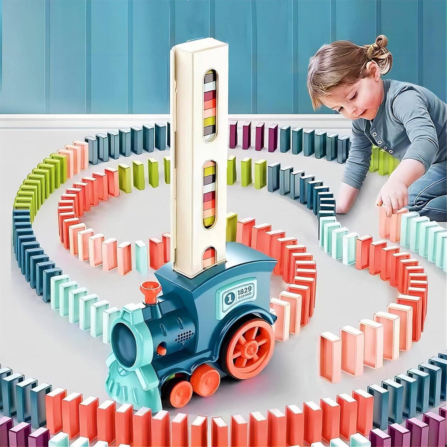 Train Toy Domino Set for Kids BPA Free Plastic with Sound Effects - Shopsmart9