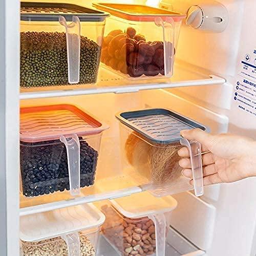 Fridge storage containers- jar Set Plastic Refrigerator Box with Handles and Airtight Lid Unbreakable kitchen storage Fruits Basket - 1000 ml (Pack of 6, Pink) - Shopsmart9
