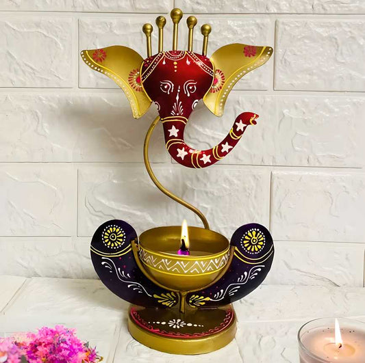 Intricately Crafted Spiritual Decor Ganesha with Tealight Candle Holder - Shopsmart9