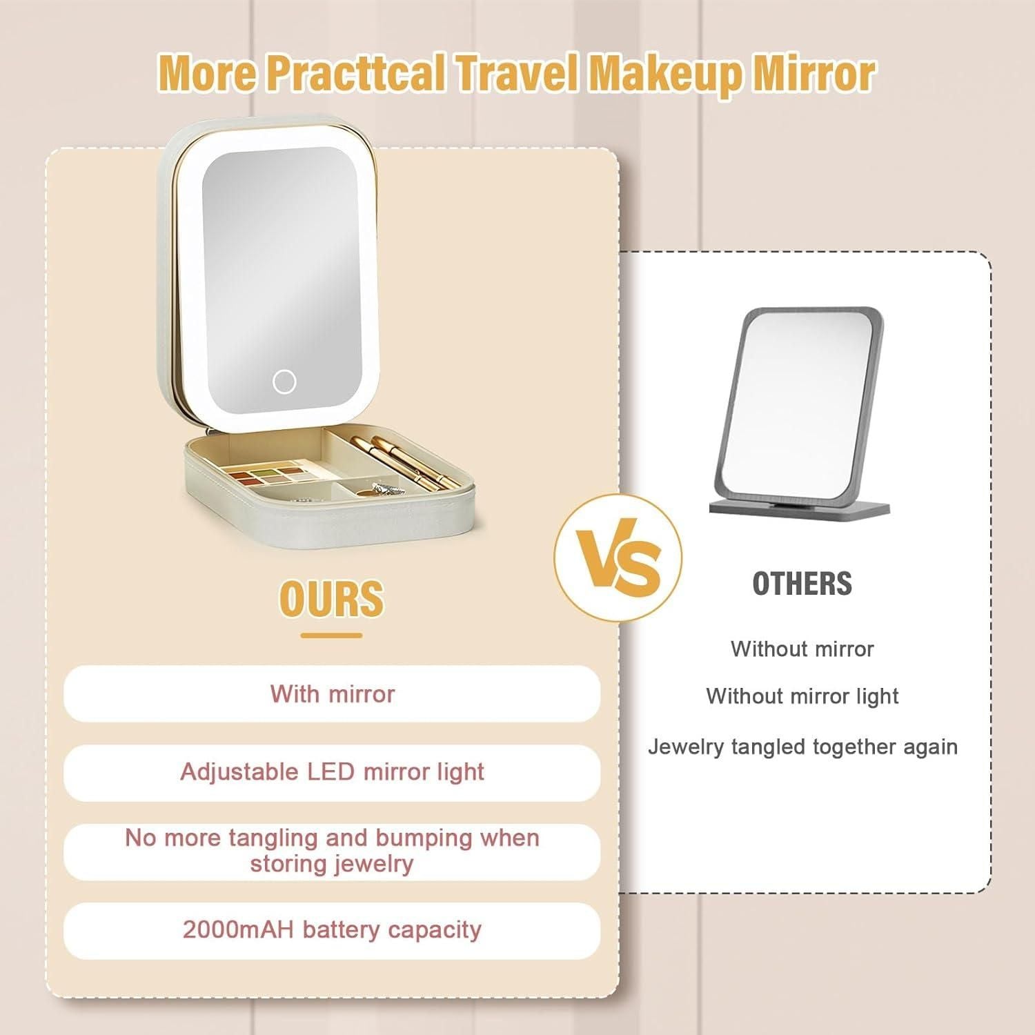 White Jewelry Box with LED Mirror - Shopsmart9