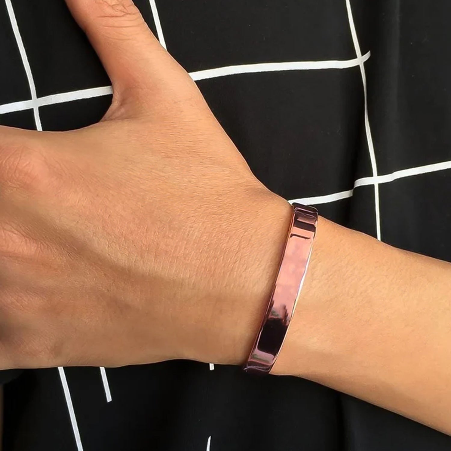 Elegant Rose Gold-plated Open Cuff Bracelet Kada (1 Pc) - Shopsmart9