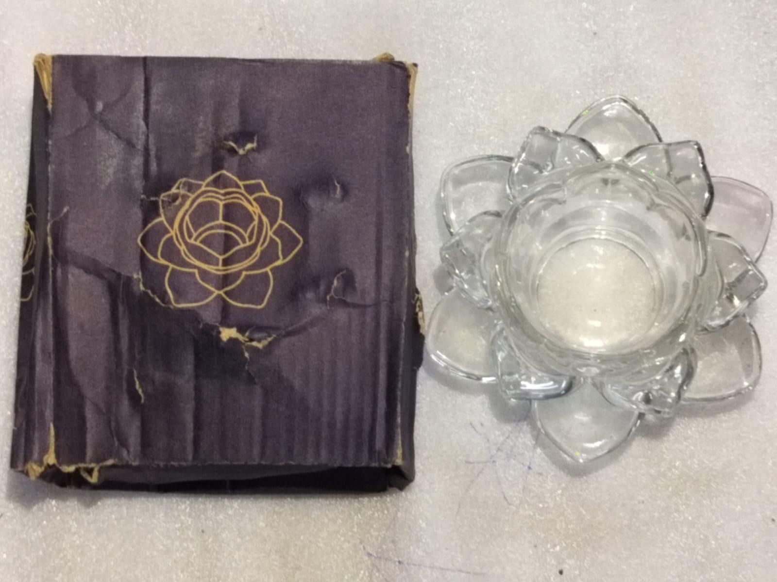 Glass Lotus Flower Tea Light Candle Holder Set - Shopsmart9