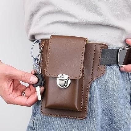 Multipurpose PU Leather Mobile Pouch with Belt Loop - Shopsmart9