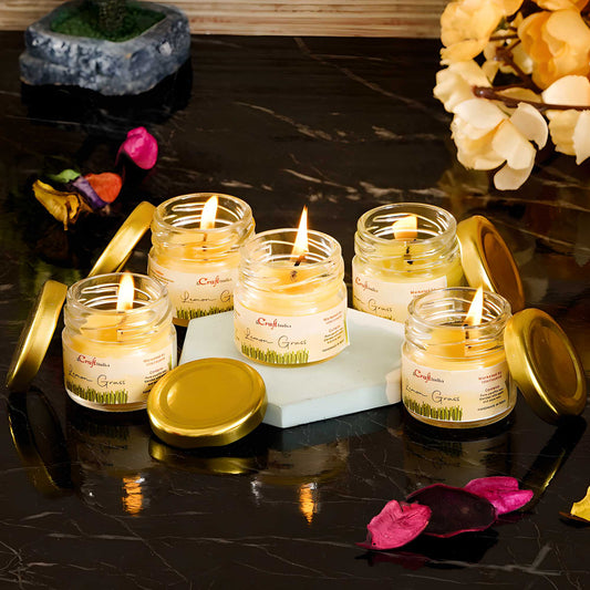 eCraftIndia Set of 5 Lemon Grass Scented Minijar Candle - Shopsmart9