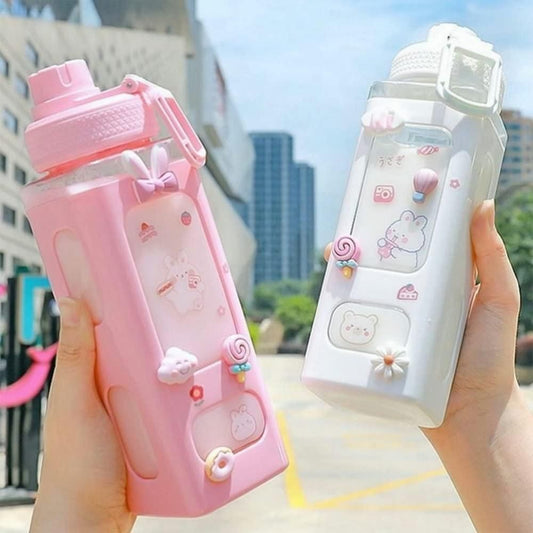 700ml Kawaii Water Bottle with Lid and Straw - Shopsmart9