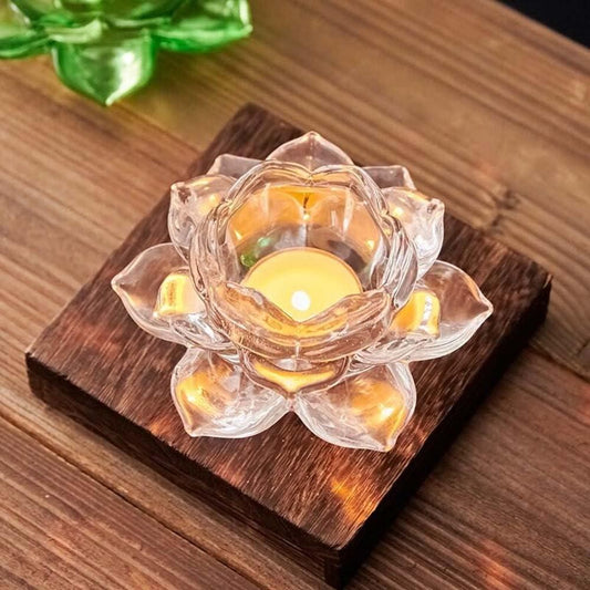 Glass Lotus Flower Tea Light Candle Holder Set - Shopsmart9