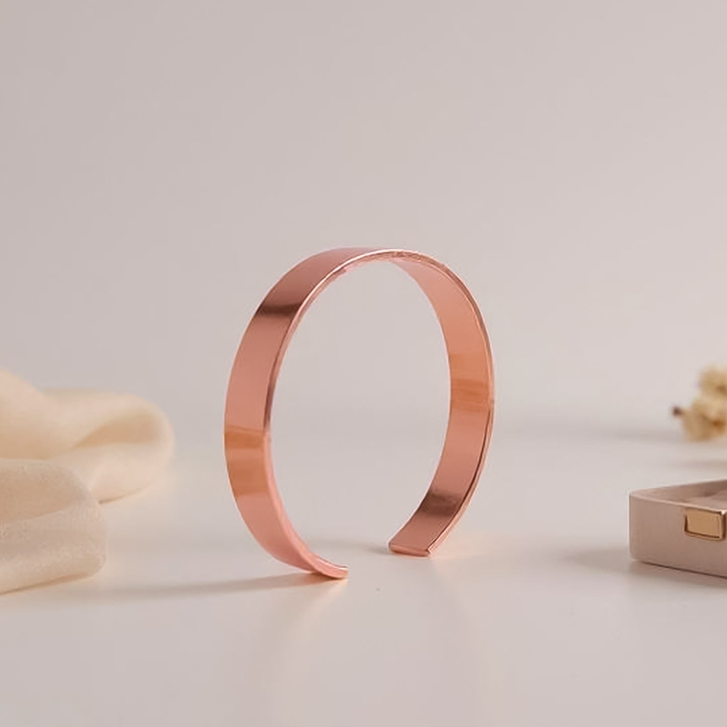 Elegant Rose Gold-plated Open Cuff Bracelet Kada (1 Pc) - Shopsmart9