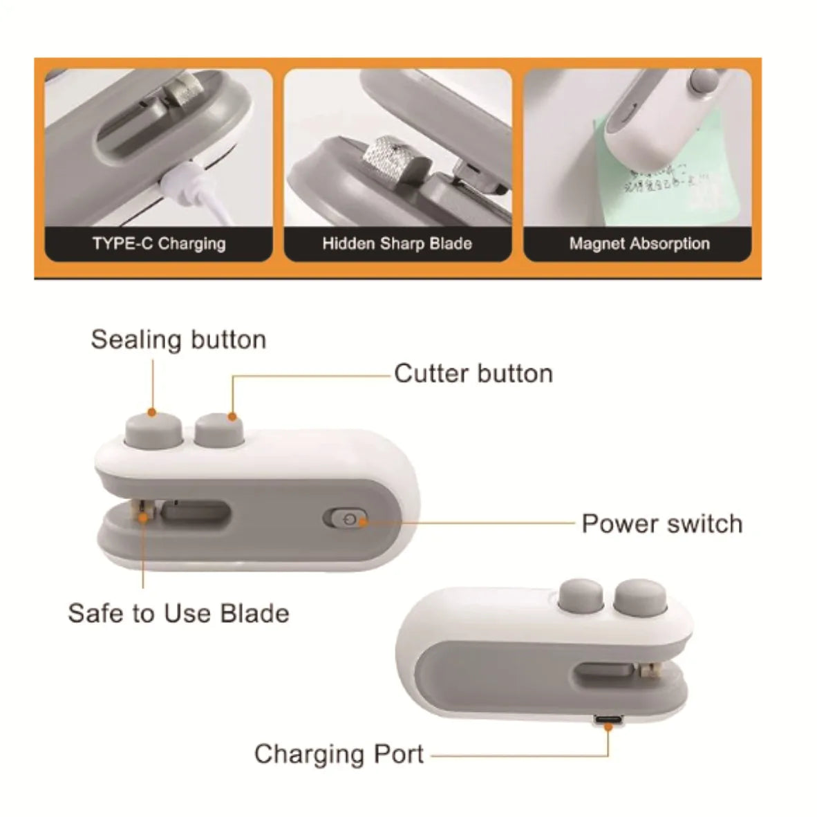 Mini Heat Bag Sealing Machine Package Sealer Bags Plastic Food Sealer Clip Bag Handheld Sealer Food Packaging Heat Sealer - Shopsmart9