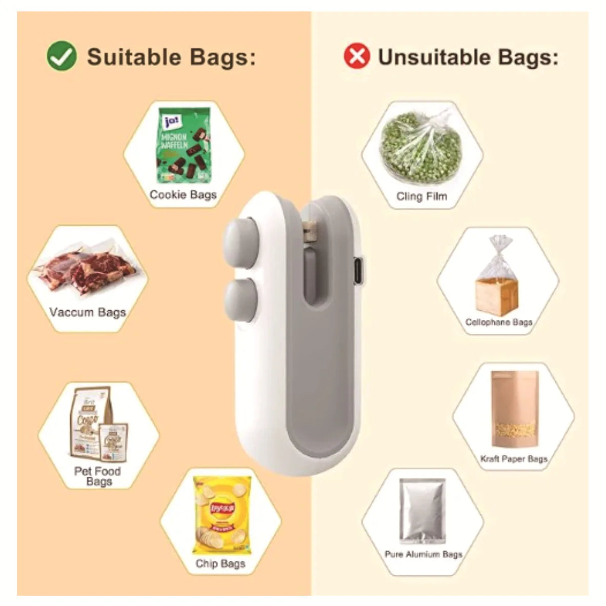 Mini Heat Bag Sealing Machine Package Sealer Bags Plastic Food Sealer Clip Bag Handheld Sealer Food Packaging Heat Sealer - Shopsmart9